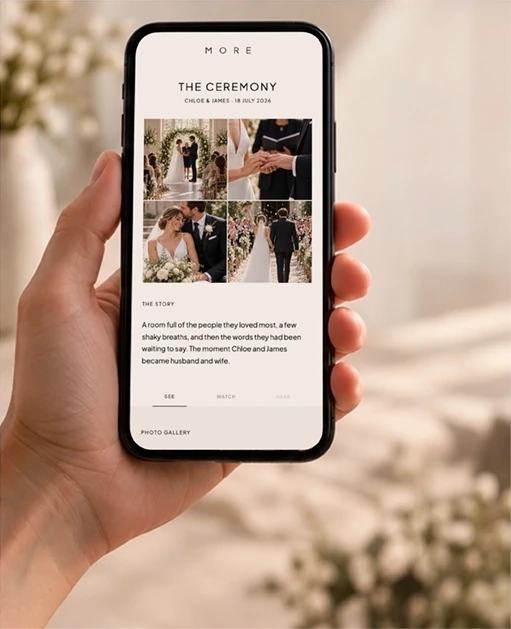 MORE digital memory experience shown on a phone